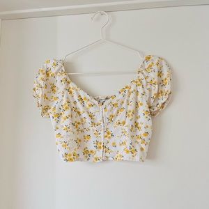 Hollister Yellow Floral Crop Top